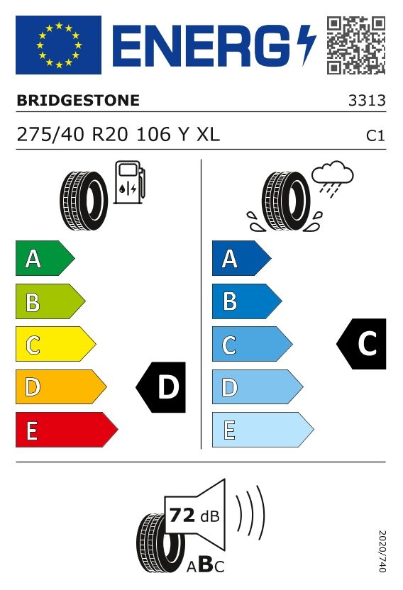 Etykieta dla BRIDGESTONE 275/40 R20 DUELER H/P SPORT 106Y