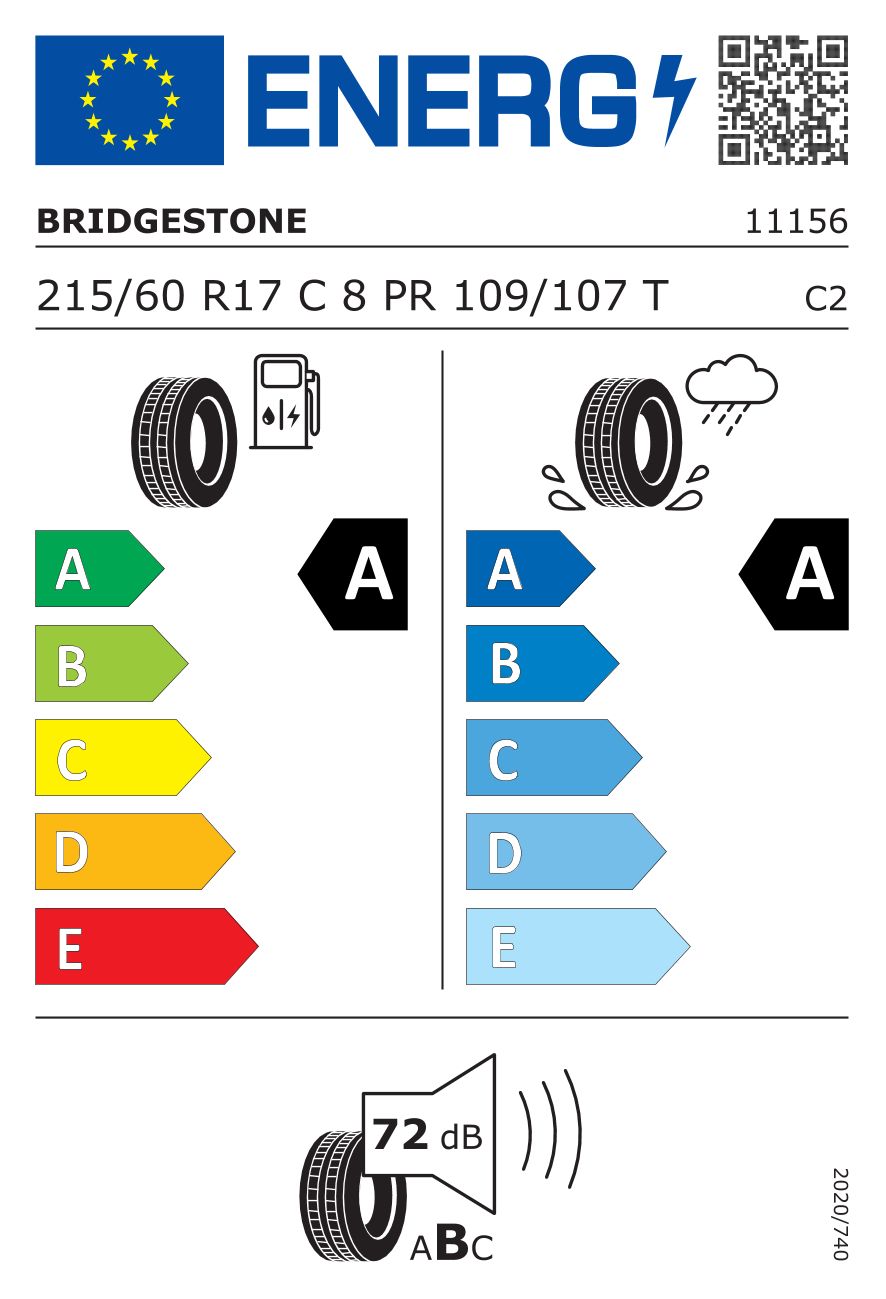 Etykieta dla BRIDGESTONE 215/60 R17C DURAVIS R660 ECO 109T