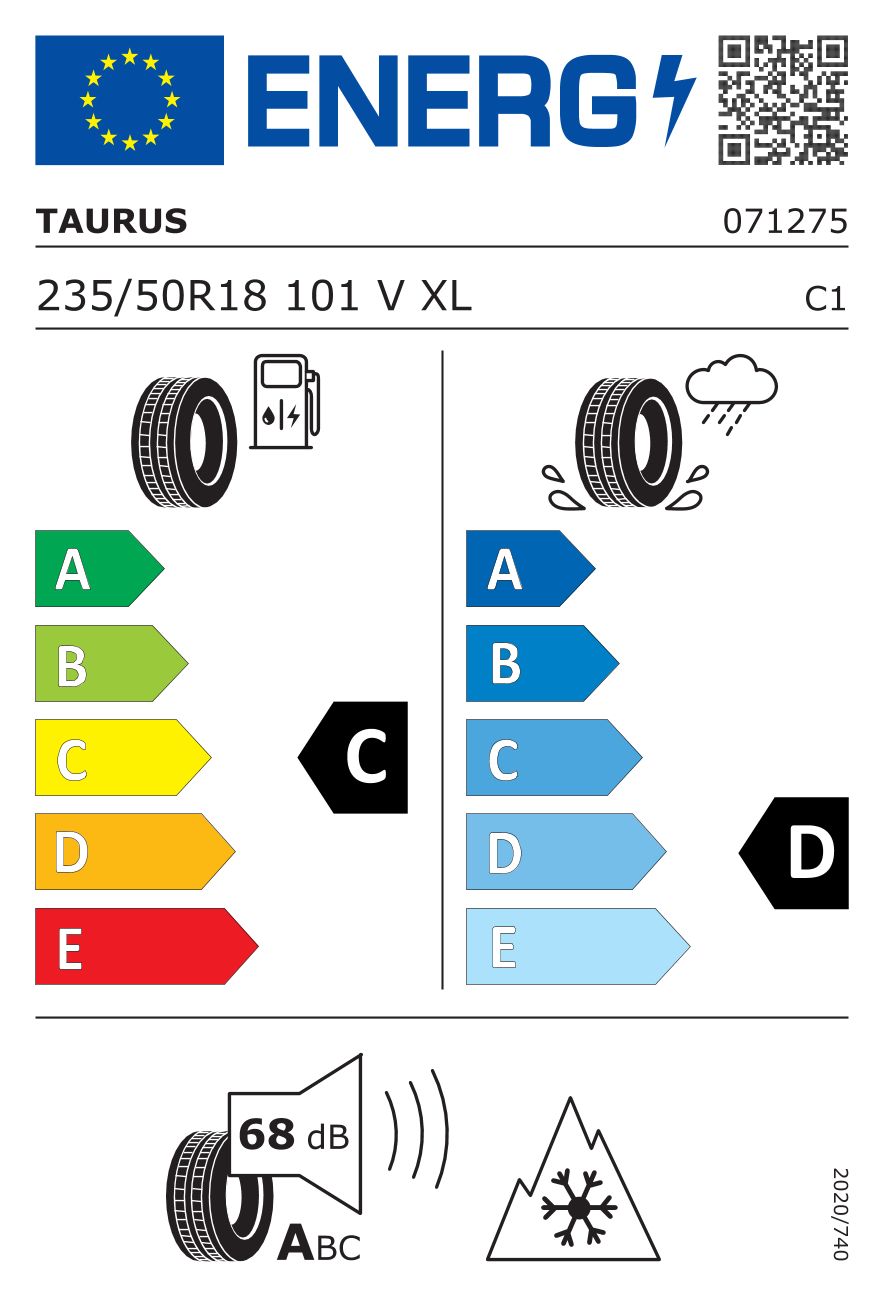 Etykieta dla TAURUS 235/50 R18 TAURUS ALL SEASON SUV 101V
