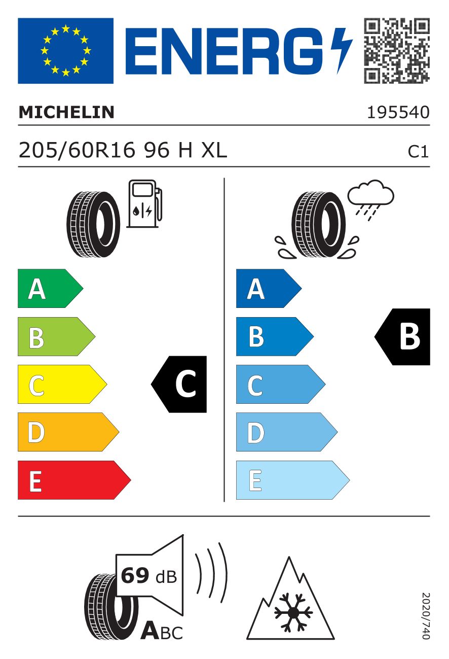 Etykieta dla MICHELIN 205/60 R16 CrossClimate+ 96H