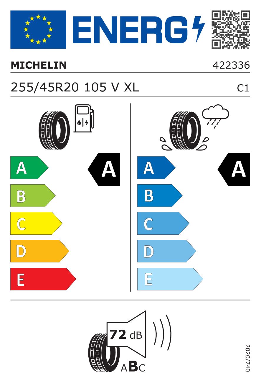 Etykieta dla MICHELIN 255/45 R20 PRIMACY 4 105V