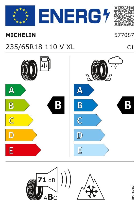 Etykieta dla MICHELIN 235/65 R18 CrossClimate 2 SUV 110V