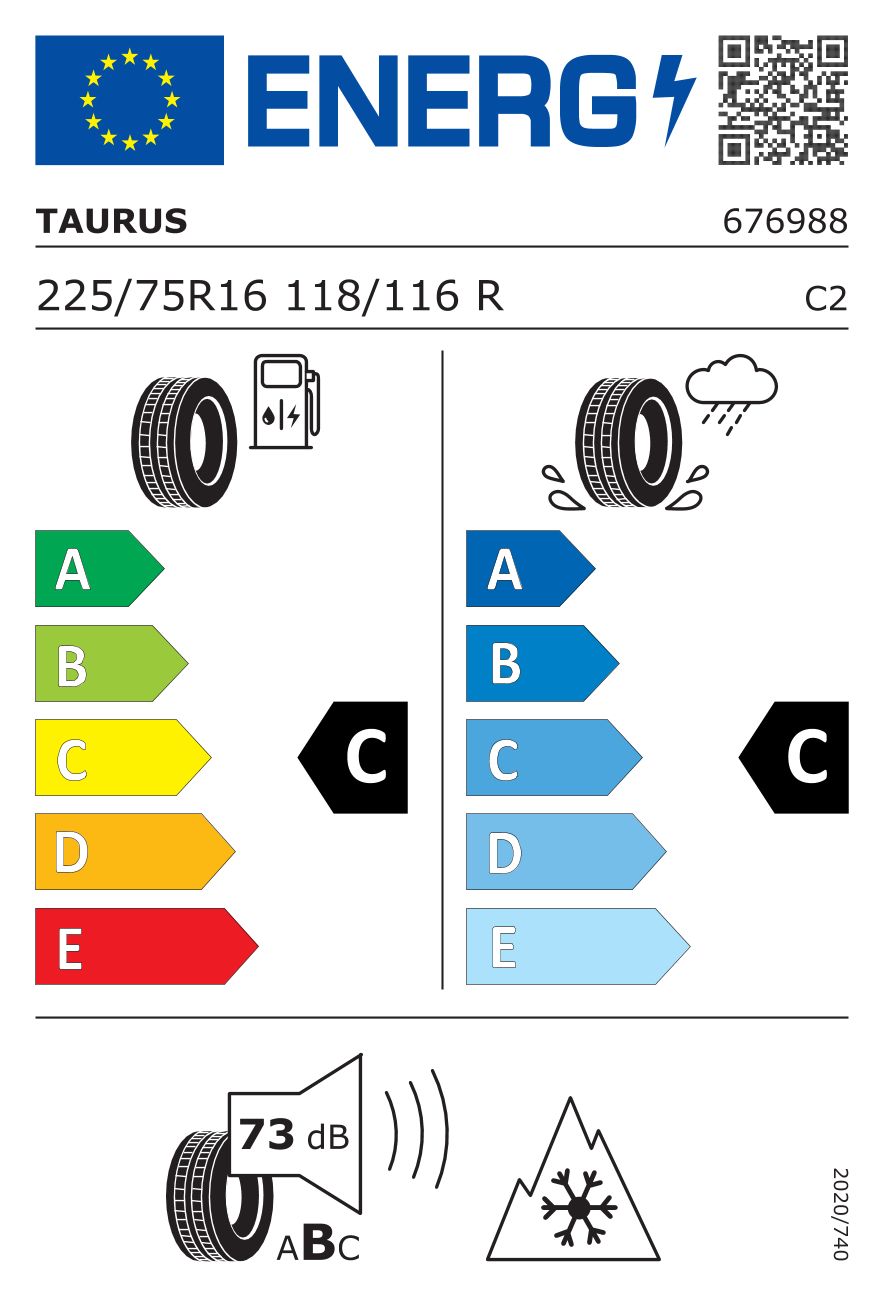 Etykieta dla TAURUS 225/75 R16C WINTER LT 201 118/116R