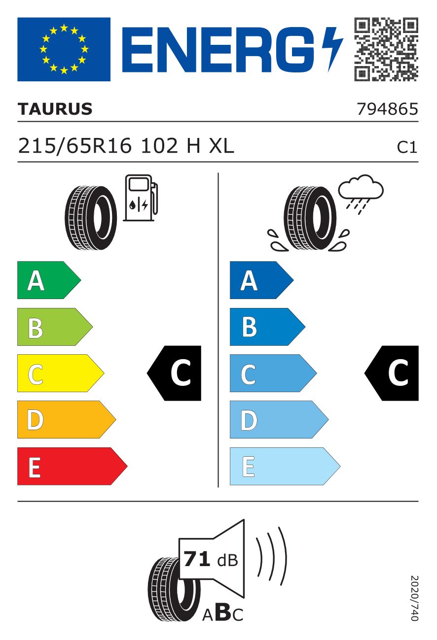 Etykieta dla TAURUS 215/65 R16 SUV 701 102H