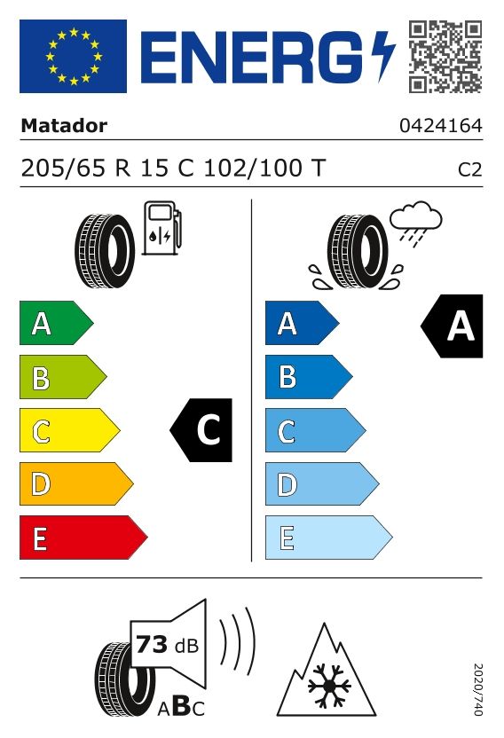 Etykieta dla MATADOR 205/65 R15C MPS400 VARIANT 2 ALL WEATHER 102/100T