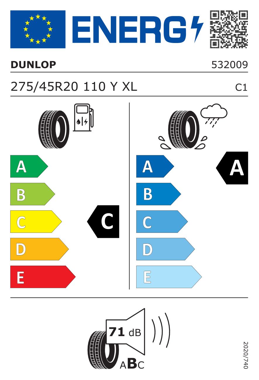 Etykieta dla DUNLOP 275/45 R20 Sport Maxx RT 2 SUV 110Y