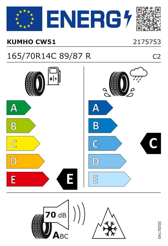 Etykieta dla KUMHO 165/70 R14C PorTran CW51 89R