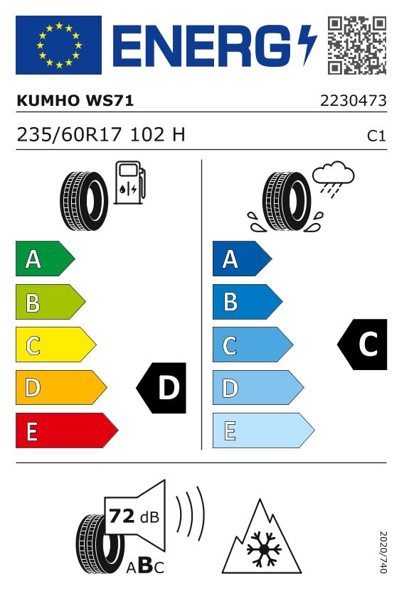 Etykieta dla KUMHO 235/60 R17 WinterCraft WS71 102H