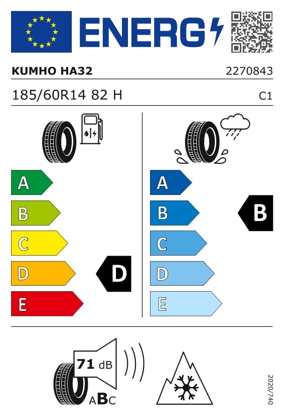 Etykieta dla KUMHO 185/60 R14 SOLUS 4S HA32 82H