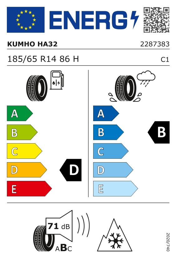 Etykieta dla KUMHO 185/65 R14 SOLUS 4S HA32 86H